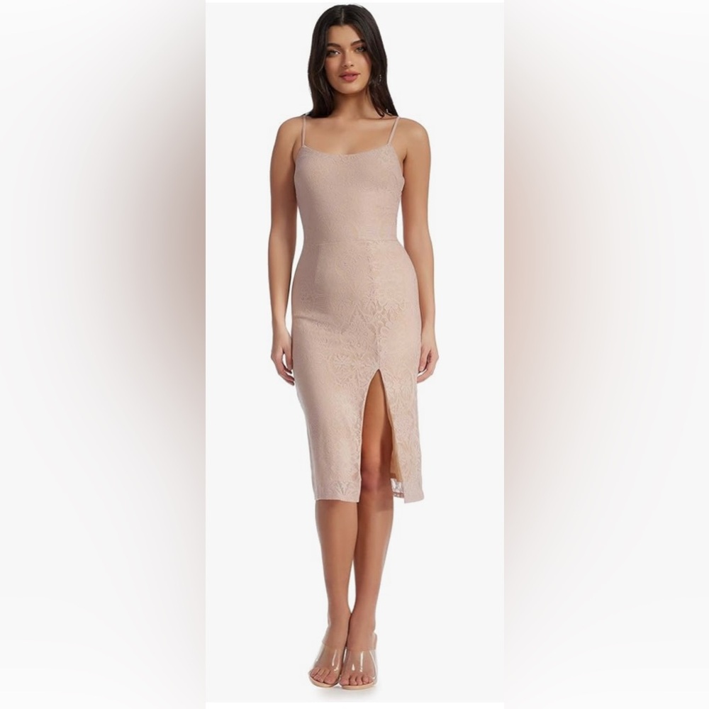 Dress the Population Women's Zahra Sheath Midi Dress XXL Nude Pink NWT